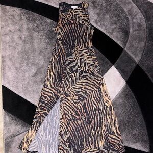 TOPSHOP ZEBRA PRINT MAXI DRESS WITH SLIT